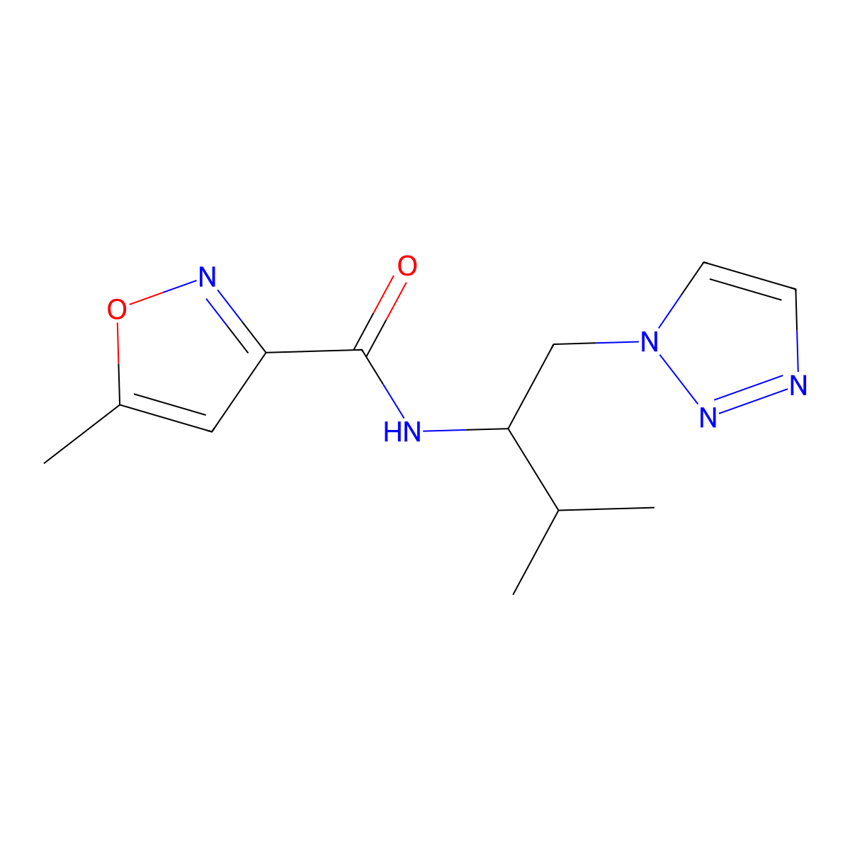 5-methyl-N-(3-methyl-1-(1H-1,2,3-triazol-1-yl)butan-2-yl)isoxazole-3-carboxamide molecular structure, CAS 2034306-46-0