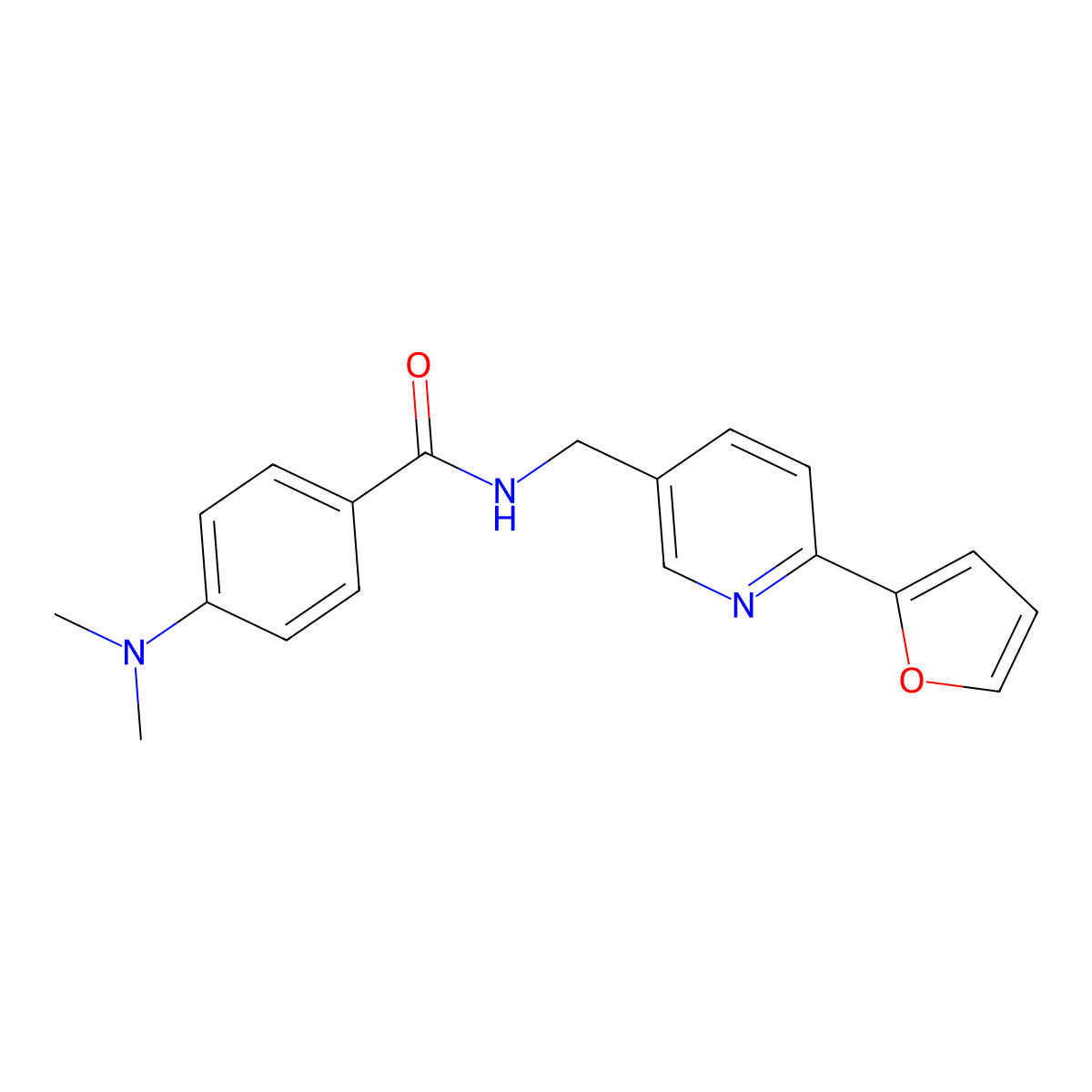 4-(dimethylamino)-N-{[6-(furan-2-yl)pyridin-3-yl]methyl}benzamide molecular structure, CAS 2034306-51-7