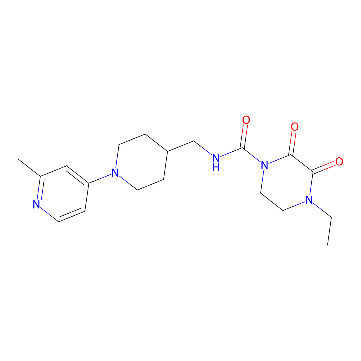 4-ethyl-N-((1-(2-methylpyridin-4-yl)piperidin-4-yl)methyl)-2,3-dioxopiperazine-1-carboxamide molecular structure, CAS 2034306-52-8