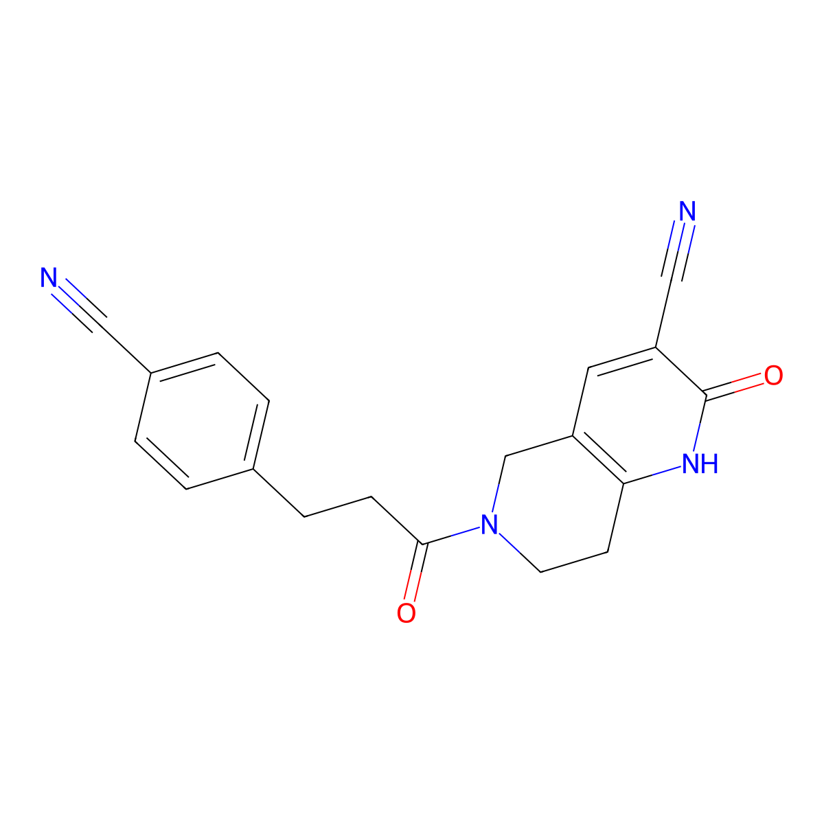 6-(3-(4-Cyanophenyl)propanoyl)-2-oxo-1,2,5,6,7,8-hexahydro-1,6-naphthyridine-3-carbonitrile molecular structure, CAS 2034306-53-9