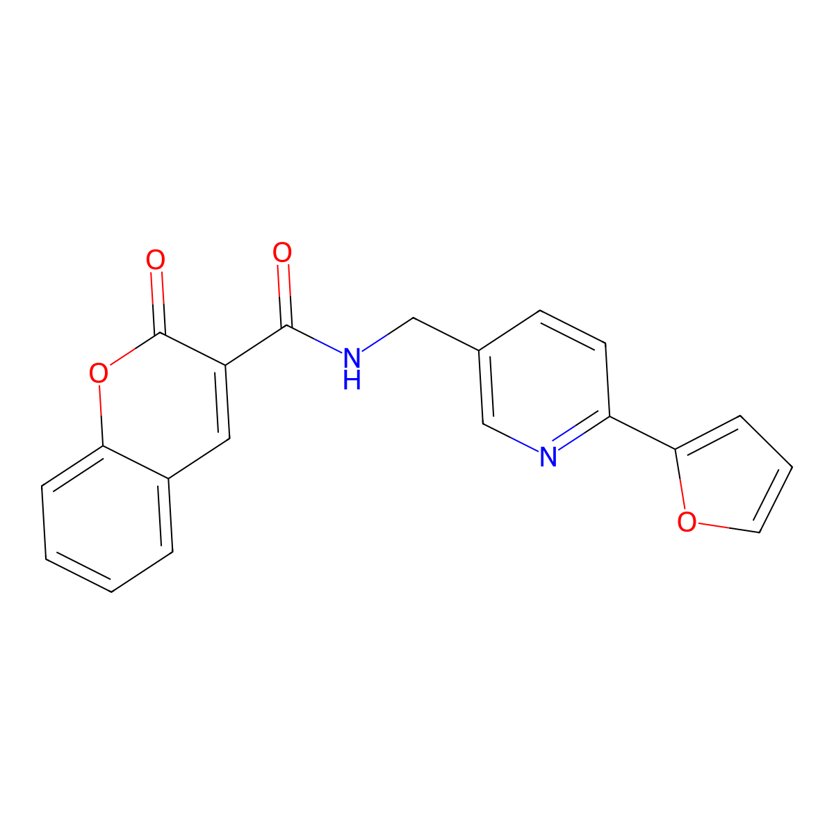 N-((6-(furan-2-yl)pyridin-3-yl)methyl)-2-oxo-2H-chromene-3-carboxamide molecular structure, CAS 2034306-54-0