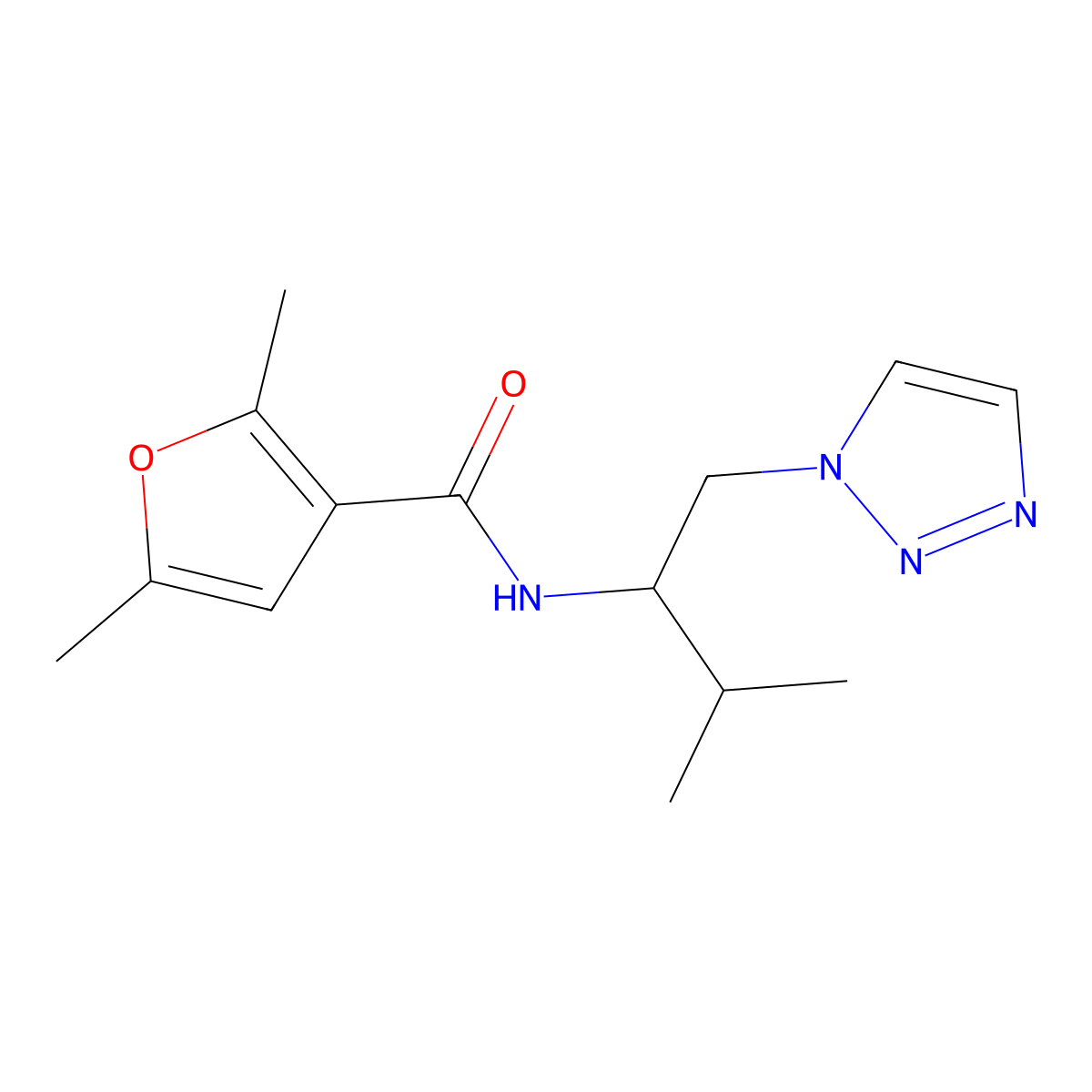 2,5-dimethyl-N-[3-methyl-1-(1H-1,2,3-triazol-1-yl)butan-2-yl]furan-3-carboxamide molecular structure, CAS 2034306-57-3