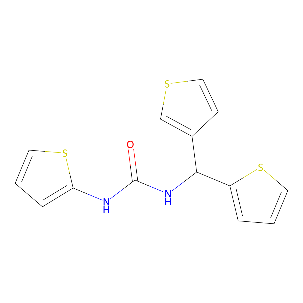 1-(Thiophen-2-yl)-3-(thiophen-2-yl(thiophen-3-yl)methyl)urea molecular structure, CAS 2034306-59-5