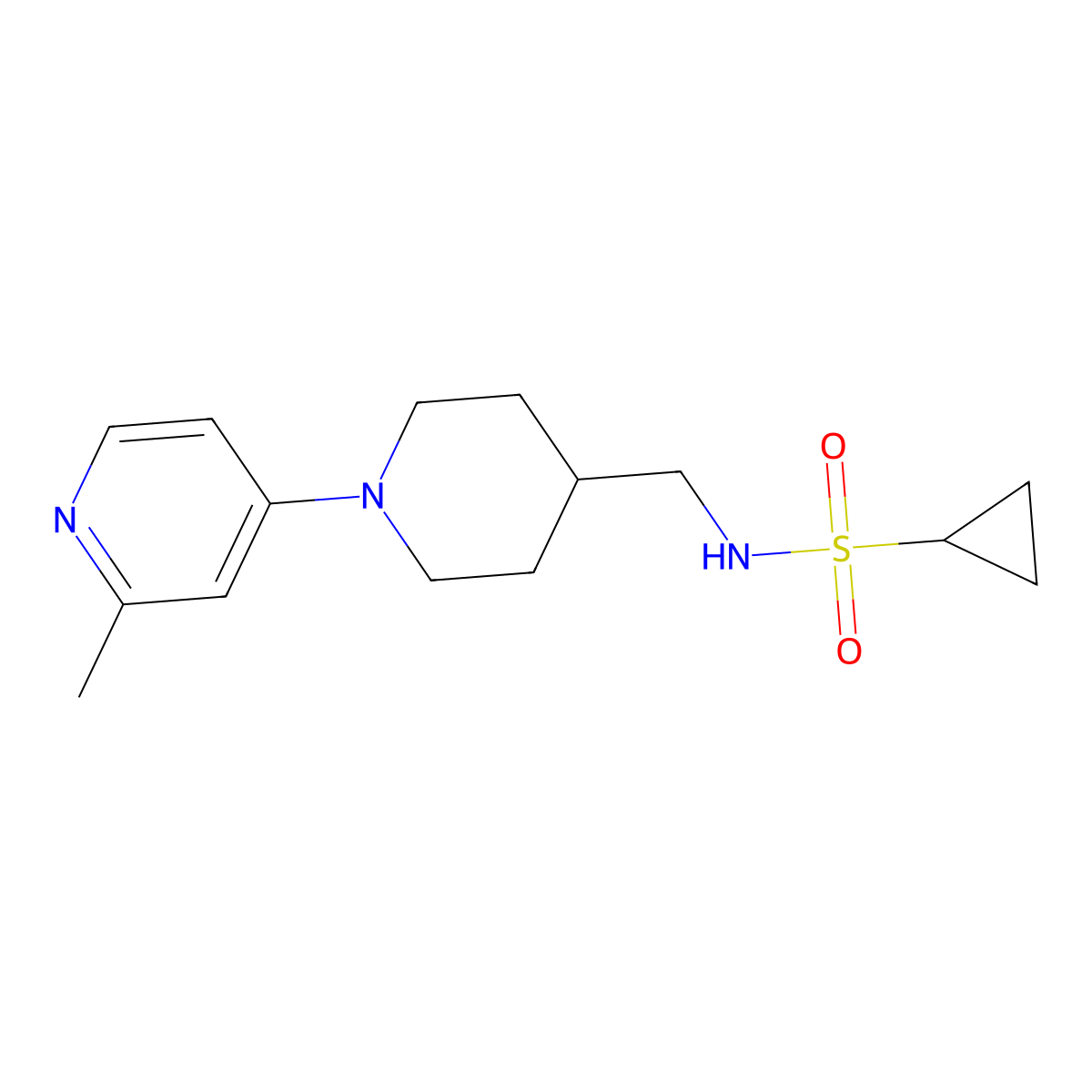 N-((1-(2-methylpyridin-4-yl)piperidin-4-yl)methyl)cyclopropanesulfonamide molecular structure, CAS 2034306-61-9