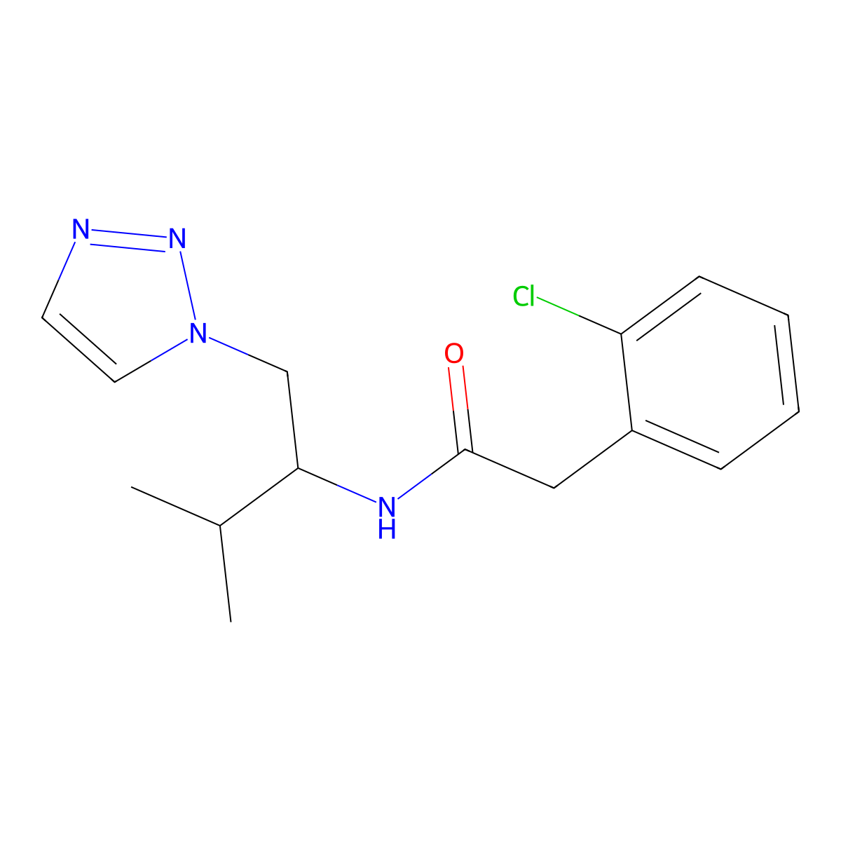 2-(2-chlorophenyl)-N-[3-methyl-1-(1H-1,2,3-triazol-1-yl)butan-2-yl]acetamide molecular structure, CAS 2034306-62-0