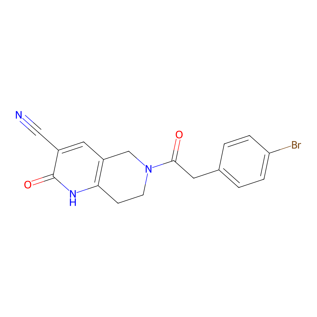 6-(2-(4-Bromophenyl)acetyl)-2-oxo-1,2,5,6,7,8-hexahydro-1,6-naphthyridine-3-carbonitrile molecular structure, CAS 2034306-66-4