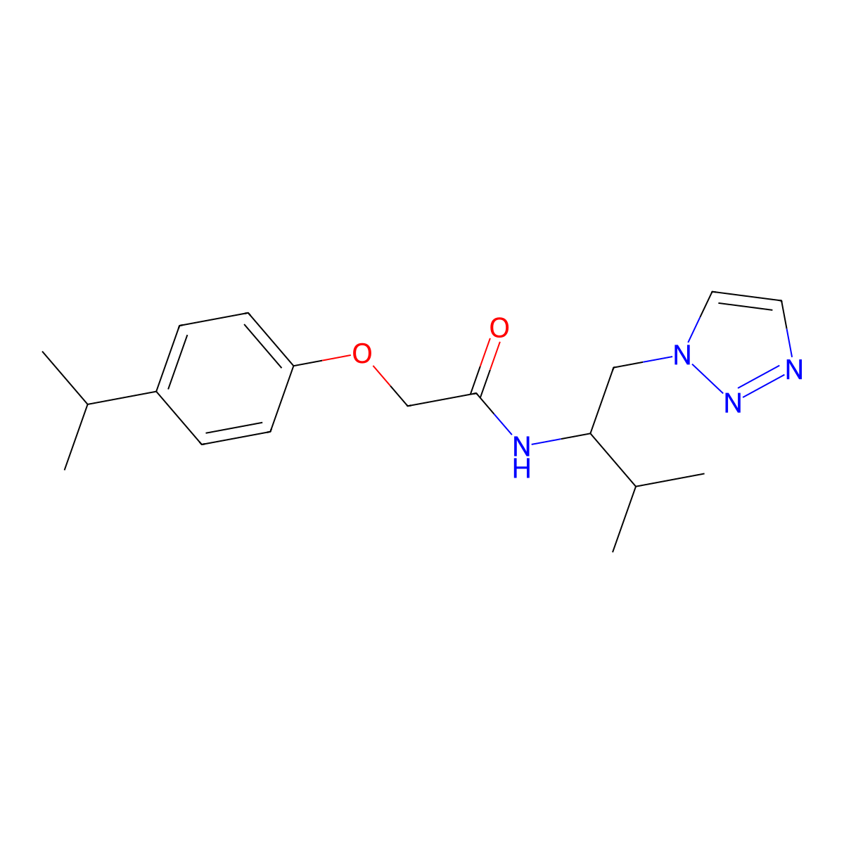 2-(4-isopropylphenoxy)-N-(3-methyl-1-(1H-1,2,3-triazol-1-yl)butan-2-yl)acetamide molecular structure, CAS 2034306-72-2