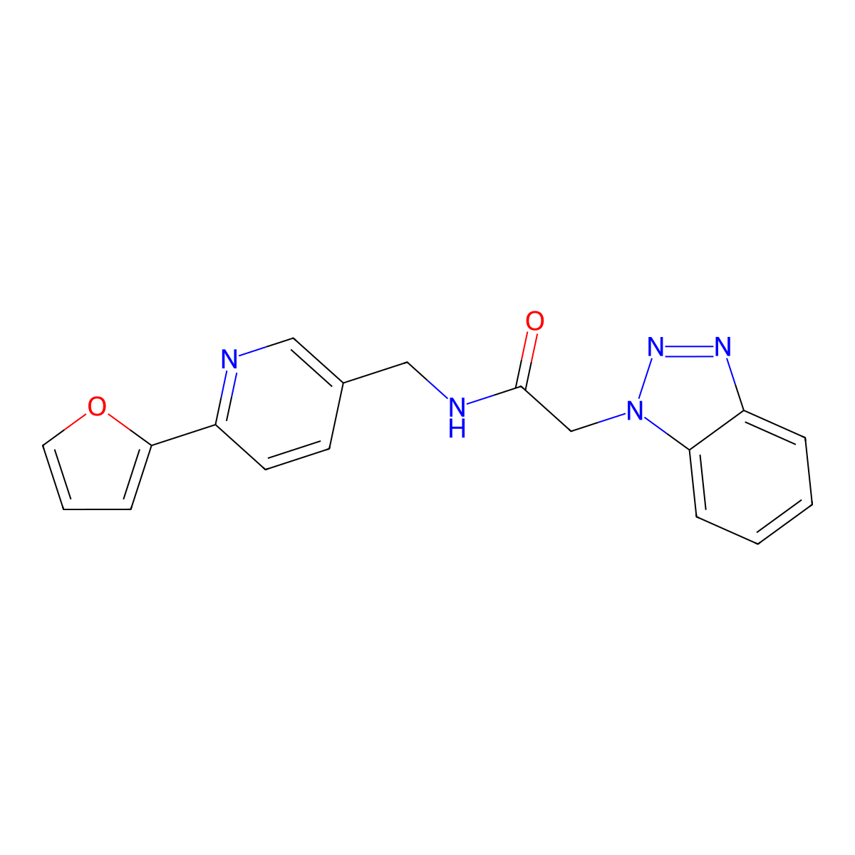 2-(1H-benzo[d][1,2,3]triazol-1-yl)-N-((6-(furan-2-yl)pyridin-3-yl)methyl)acetamide molecular structure, CAS 2034306-73-3