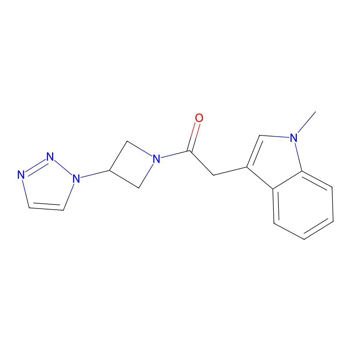 1-(3-(1H-1,2,3-triazol-1-yl)azetidin-1-yl)-2-(1-methyl-1H-indol-3-yl)ethanone molecular structure, CAS 2034306-75-5