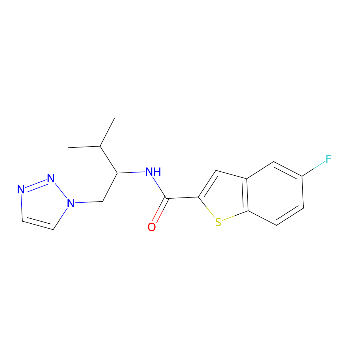 5-fluoro-N-(3-methyl-1-(1H-1,2,3-triazol-1-yl)butan-2-yl)benzo[b]thiophene-2-carboxamide molecular structure, CAS 2034306-77-7