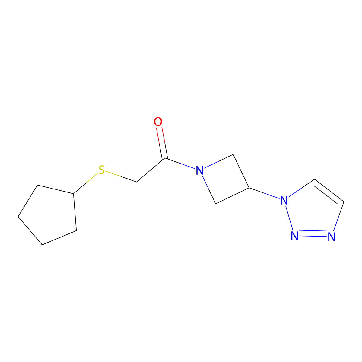 1-(3-(1H-1,2,3-triazol-1-yl)azetidin-1-yl)-2-(cyclopentylthio)ethanone molecular structure, CAS 2034306-79-9