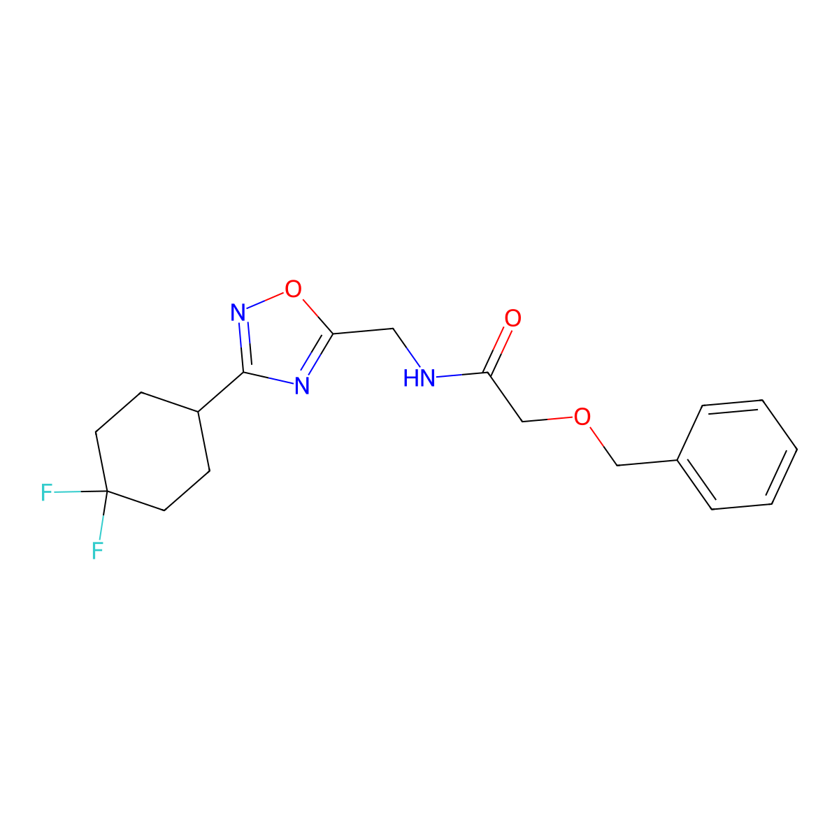 2-(benzyloxy)-N-{[3-(4,4-difluorocyclohexyl)-1,2,4-oxadiazol-5-yl]methyl}acetamide molecular structure, CAS 2034306-83-5