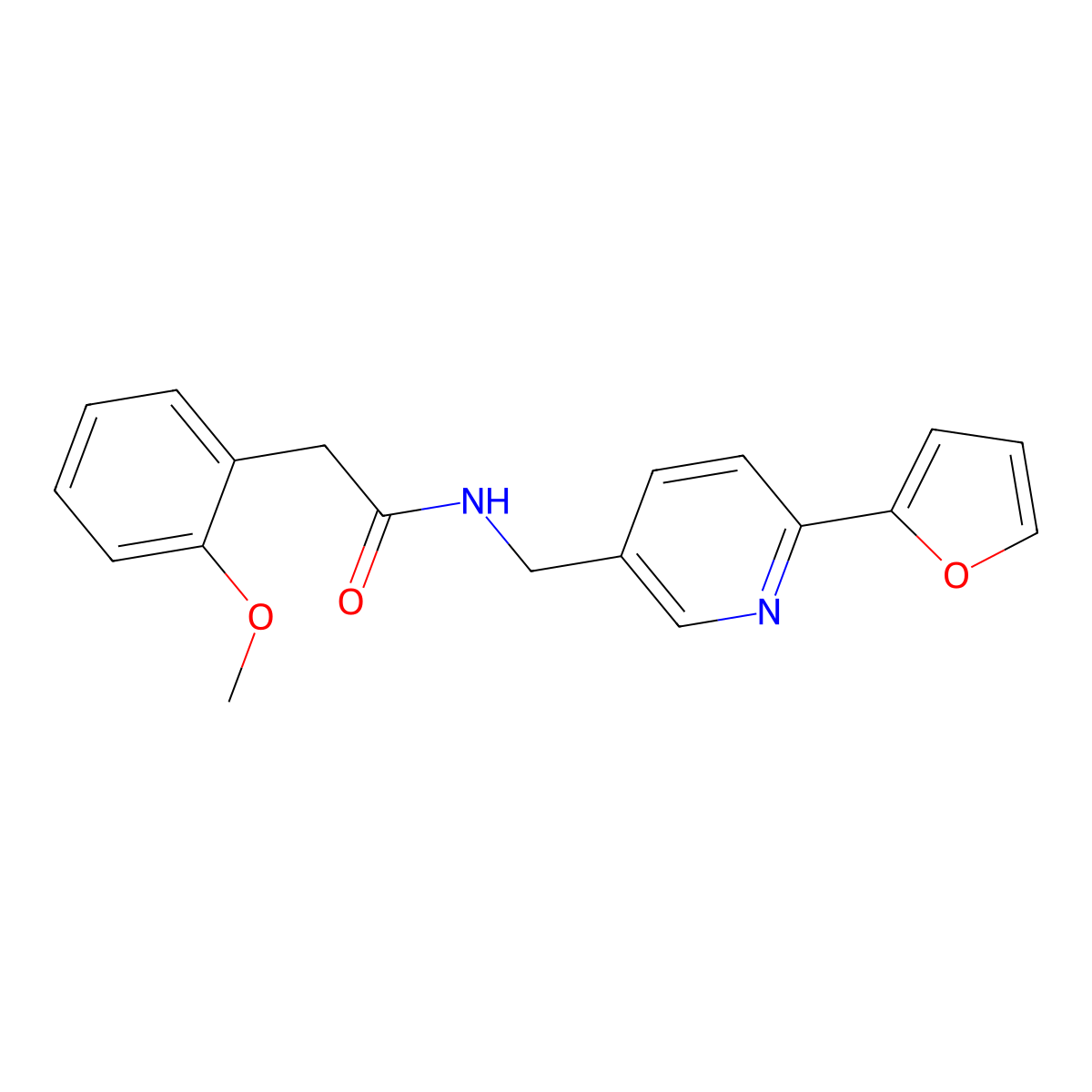 N-{[6-(furan-2-yl)pyridin-3-yl]methyl}-2-(2-methoxyphenyl)acetamide molecular structure, CAS 2034306-85-7