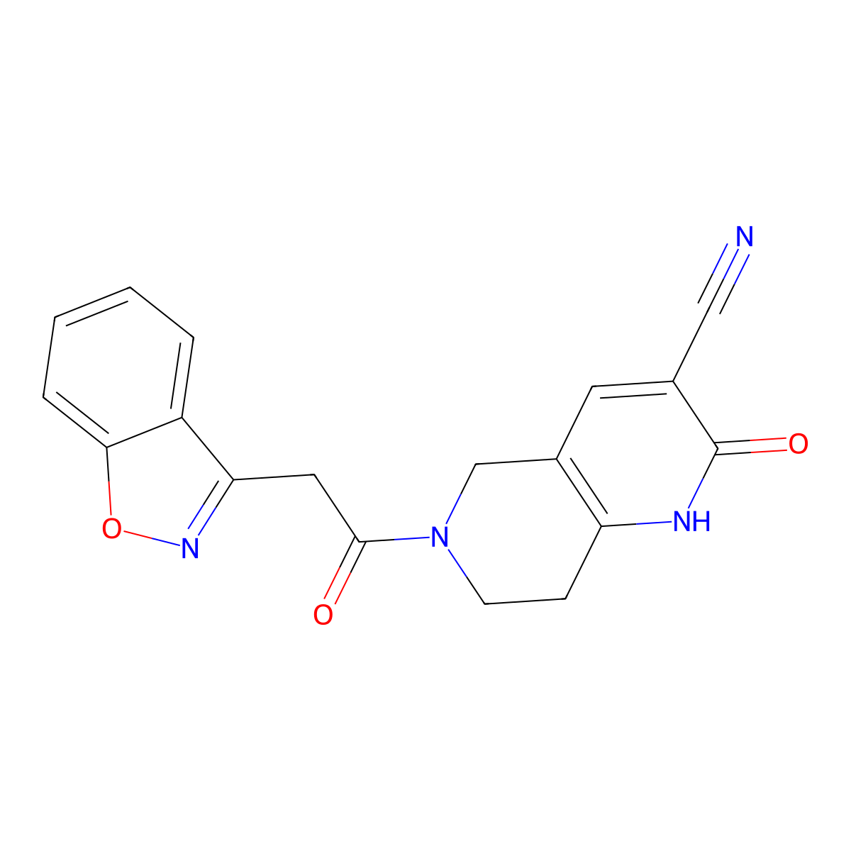6-(2-(Benzo[d]isoxazol-3-yl)acetyl)-2-oxo-1,2,5,6,7,8-hexahydro-1,6-naphthyridine-3-carbonitrile molecular structure, CAS 2034306-86-8