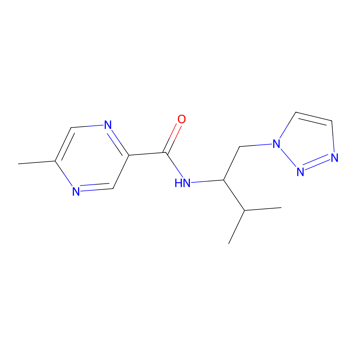 5-methyl-N-(3-methyl-1-(1H-1,2,3-triazol-1-yl)butan-2-yl)pyrazine-2-carboxamide molecular structure, CAS 2034306-87-9