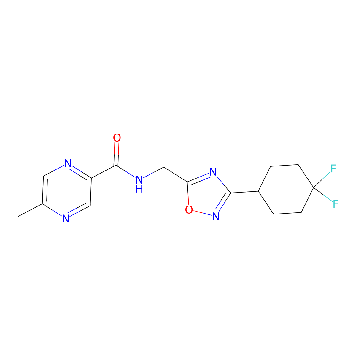 N-{[3-(4,4-difluorocyclohexyl)-1,2,4-oxadiazol-5-yl]methyl}-5-methylpyrazine-2-carboxamide molecular structure, CAS 2034306-89-1