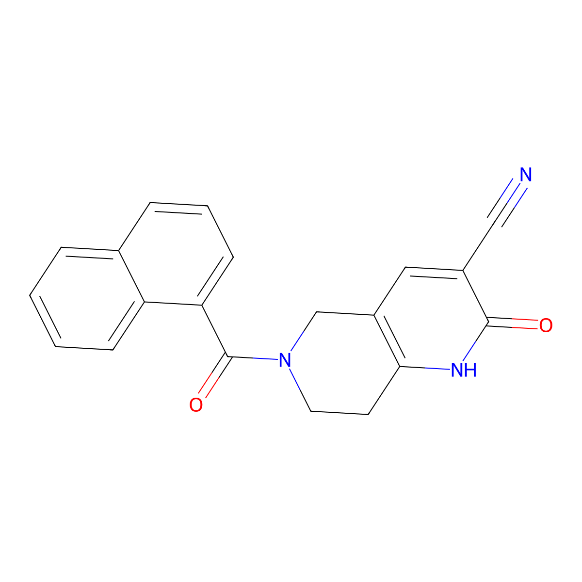 6-(1-Naphthoyl)-2-oxo-1,2,5,6,7,8-hexahydro-1,6-naphthyridine-3-carbonitrile molecular structure, CAS 2034306-90-4