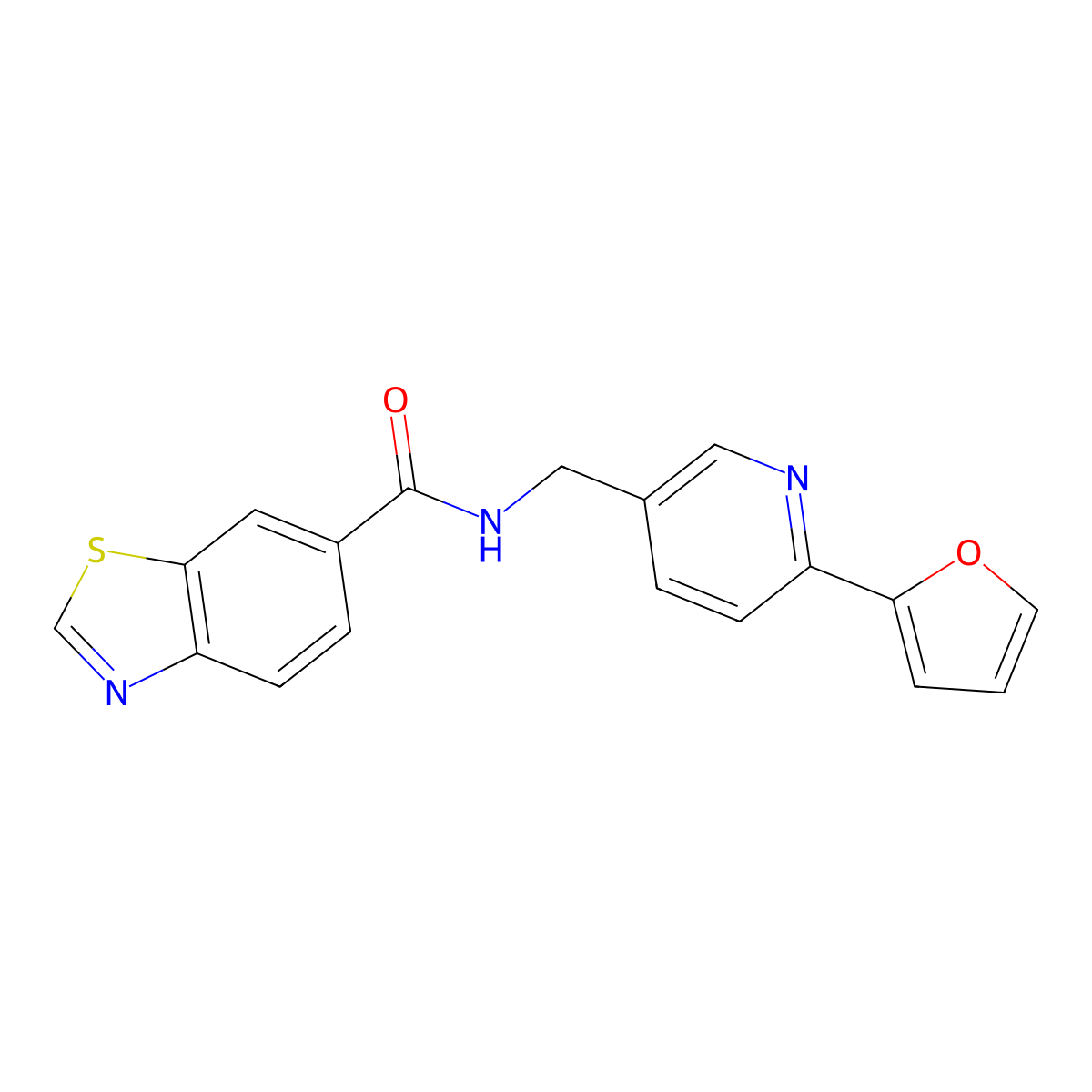 N-((6-(furan-2-yl)pyridin-3-yl)methyl)benzo[d]thiazole-6-carboxamide molecular structure, CAS 2034306-92-6