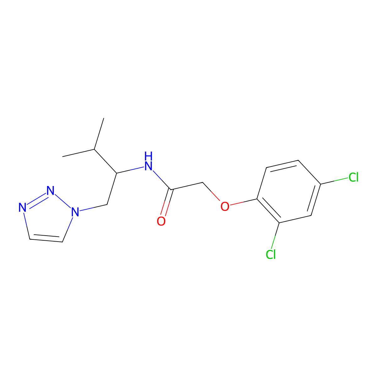 2-(2,4-dichlorophenoxy)-N-(3-methyl-1-(1H-1,2,3-triazol-1-yl)butan-2-yl)acetamide molecular structure, CAS 2034306-95-9