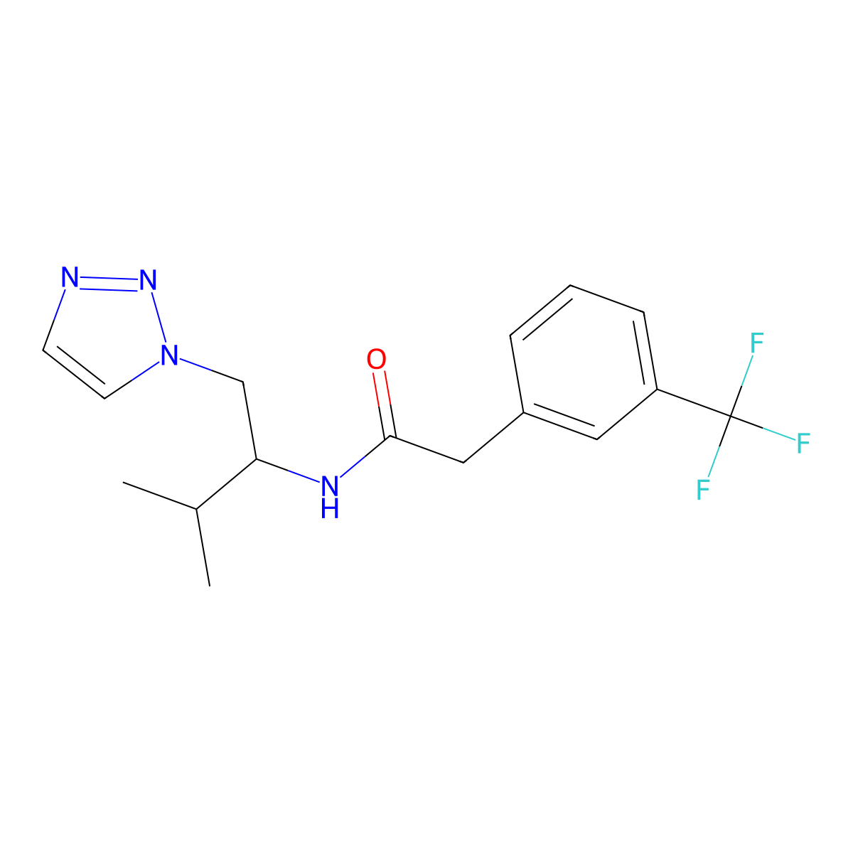 N-[3-methyl-1-(1H-1,2,3-triazol-1-yl)butan-2-yl]-2-[3-(trifluoromethyl)phenyl]acetamide molecular structure, CAS 2034306-96-0