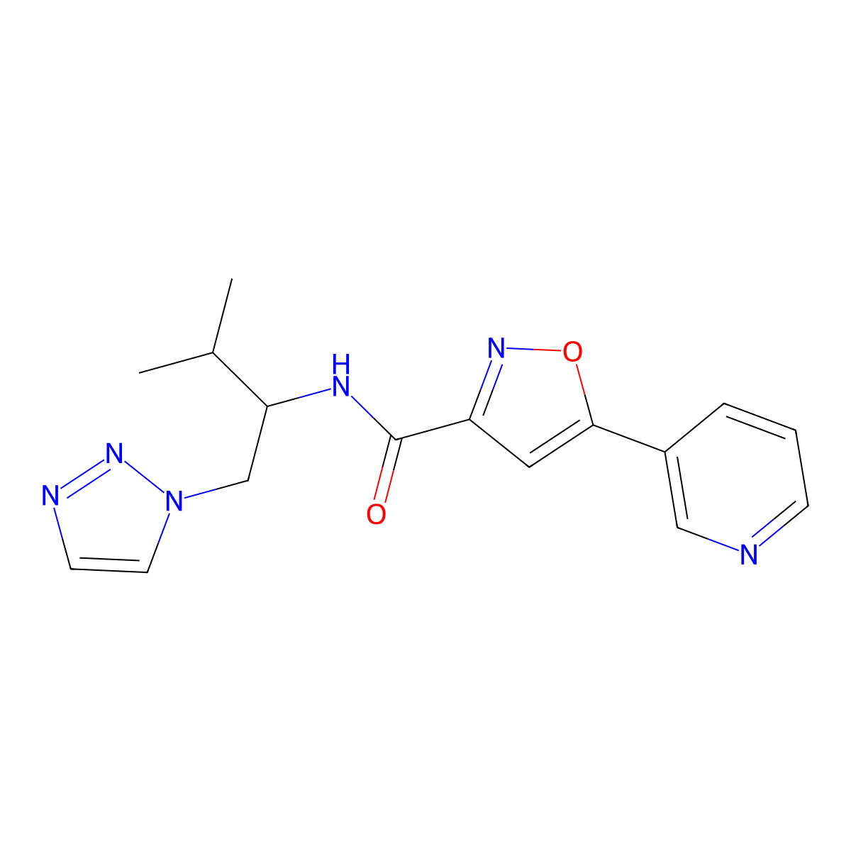 N-(3-methyl-1-(1H-1,2,3-triazol-1-yl)butan-2-yl)-5-(pyridin-3-yl)isoxazole-3-carboxamide molecular structure, CAS 2034307-01-0