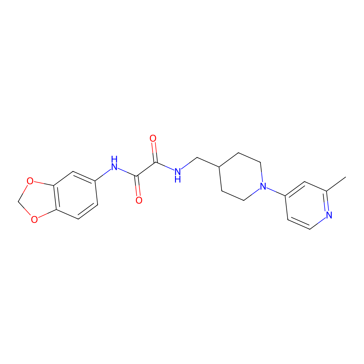 N1-(benzo[d][1,3]dioxol-5-yl)-N2-((1-(2-methylpyridin-4-yl)piperidin-4-yl)methyl)oxalamide molecular structure, CAS 2034307-11-2