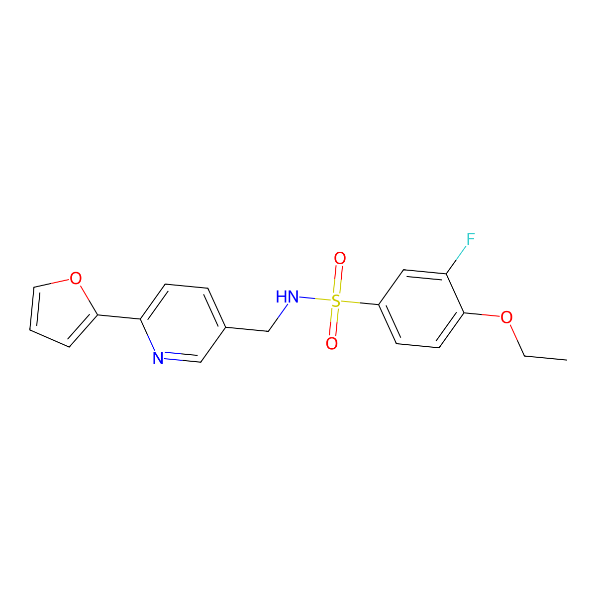 4-ethoxy-3-fluoro-N-((6-(furan-2-yl)pyridin-3-yl)methyl)benzenesulfonamide molecular structure, CAS 2034307-14-5