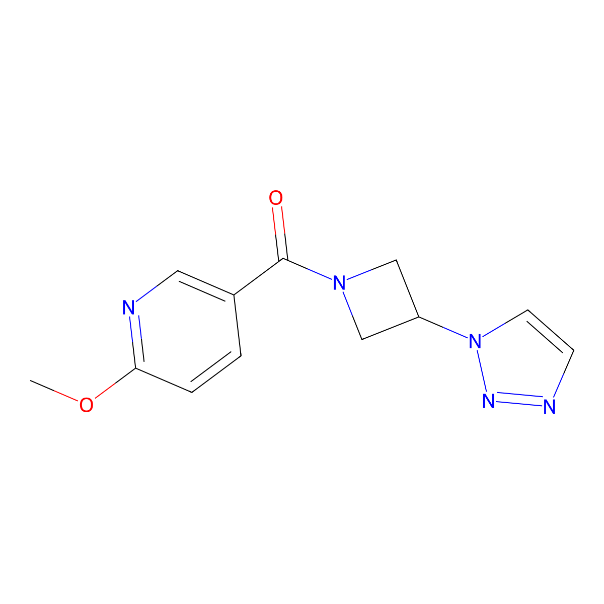 (3-(1H-1,2,3-triazol-1-yl)azetidin-1-yl)(6-methoxypyridin-3-yl)methanone molecular structure, CAS 2034307-16-7