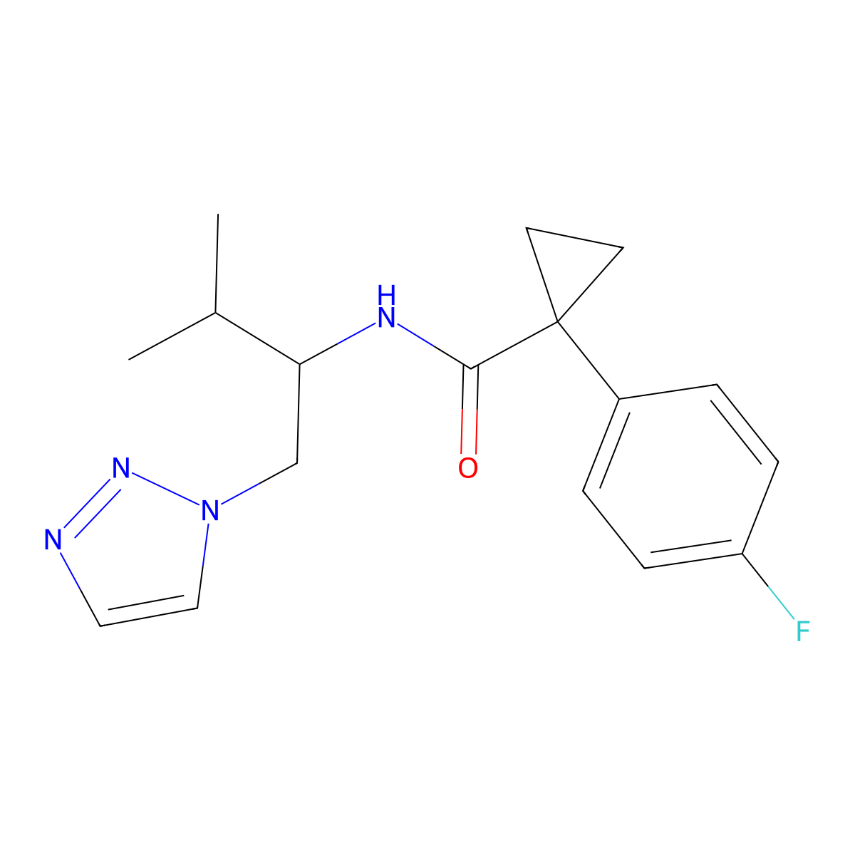 1-(4-fluorophenyl)-N-(3-methyl-1-(1H-1,2,3-triazol-1-yl)butan-2-yl)cyclopropanecarboxamide molecular structure, CAS 2034307-17-8