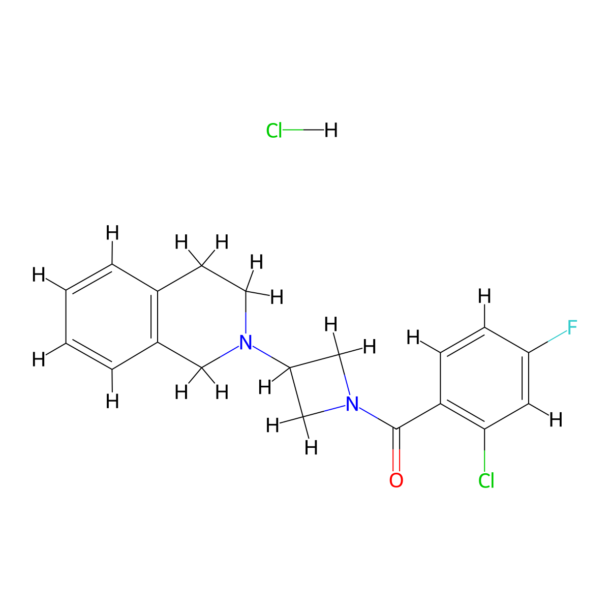 (2-chloro-4-fluorophenyl)(3-(3,4-dihydroisoquinolin-2(1H)-yl)azetidin-1-yl)methanone hydrochloride molecular structure, CAS 2034307-24-7