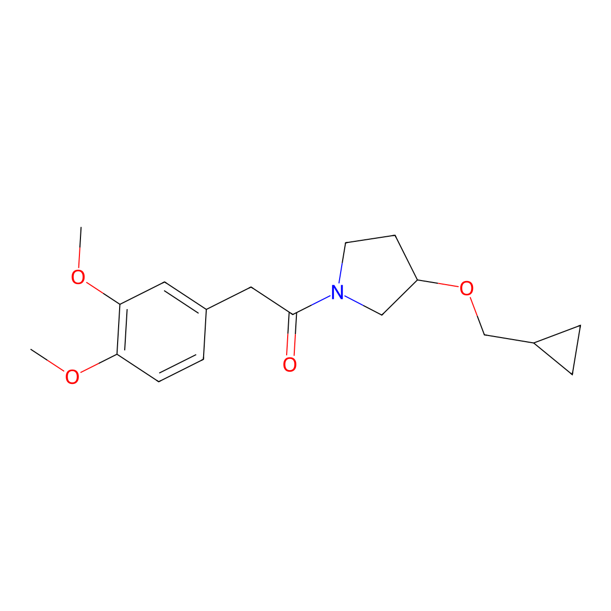 1-(3-(Cyclopropylmethoxy)pyrrolidin-1-yl)-2-(3,4-dimethoxyphenyl)ethanone molecular structure, CAS 2034307-26-9