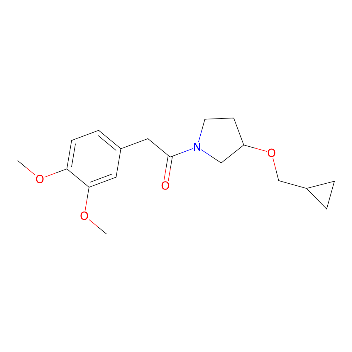 1-(3-(Cyclopropylmethoxy)pyrrolidin-1-yl)-2-(3,4-dimethoxyphenyl)ethanone molecular structure, CAS 2034307-26-9