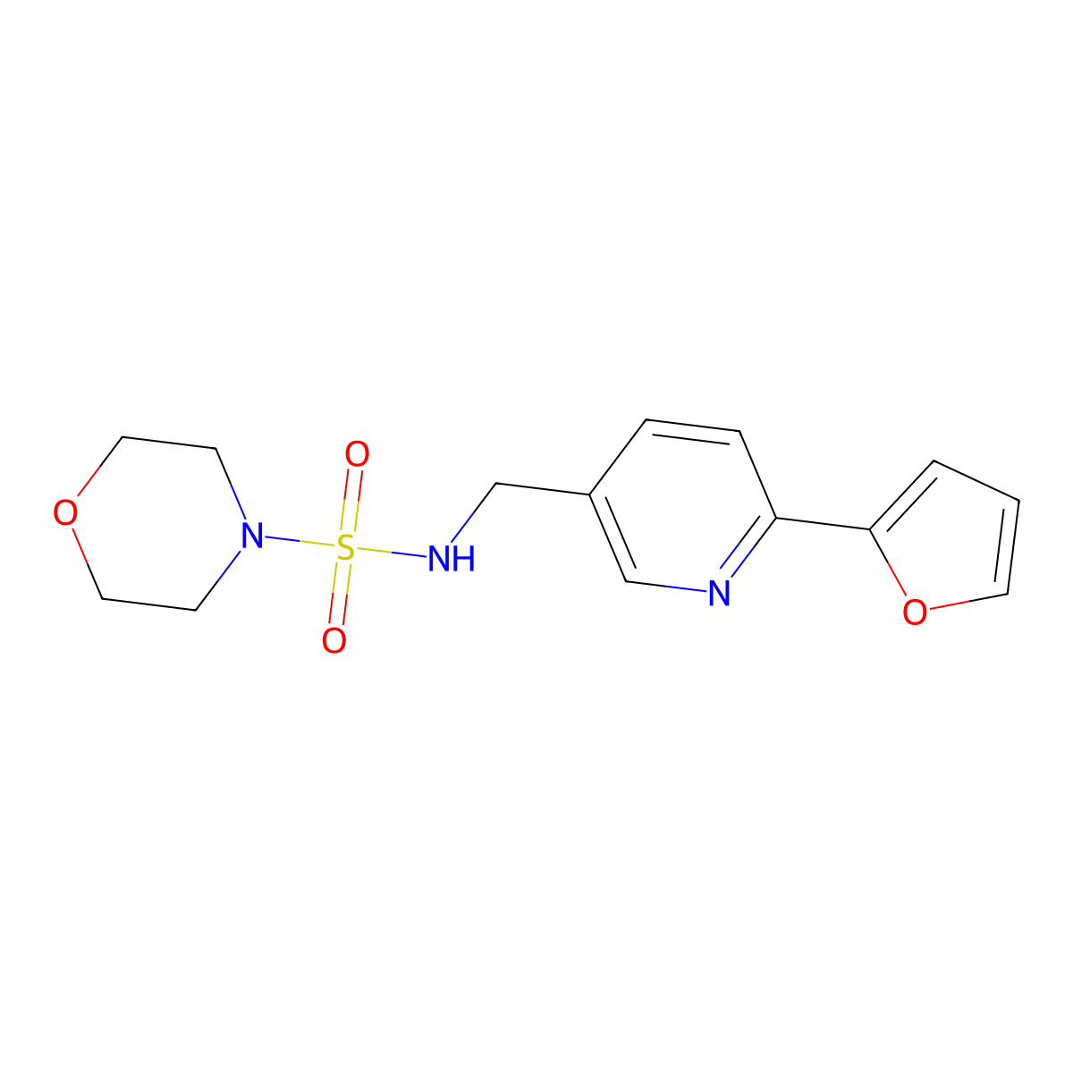 N-{[6-(furan-2-yl)pyridin-3-yl]methyl}morpholine-4-sulfonamide molecular structure, CAS 2034307-28-1