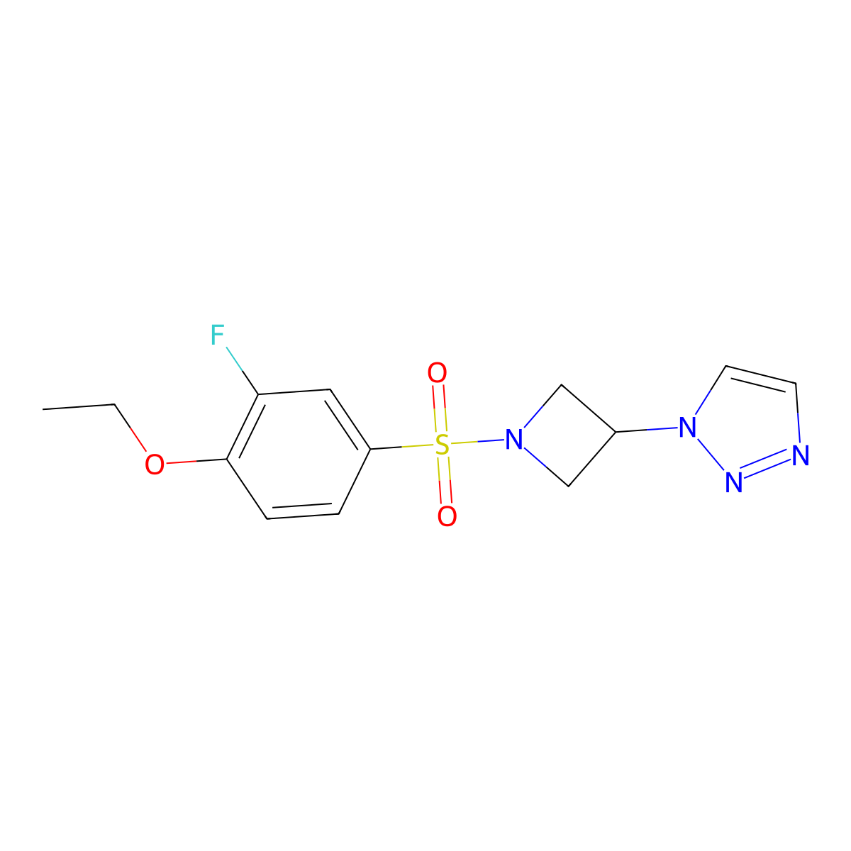 1-(1-((4-ethoxy-3-fluorophenyl)sulfonyl)azetidin-3-yl)-1H-1,2,3-triazole molecular structure, CAS 2034307-33-8