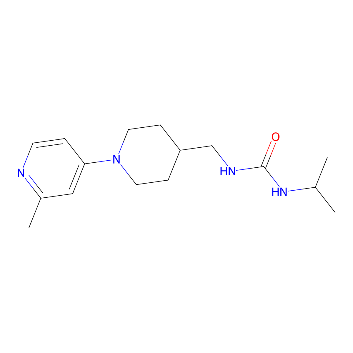 1-Isopropyl-3-((1-(2-methylpyridin-4-yl)piperidin-4-yl)methyl)urea molecular structure, CAS 2034307-35-0