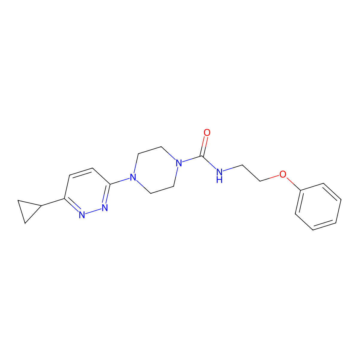 4-(6-cyclopropylpyridazin-3-yl)-N-(2-phenoxyethyl)piperazine-1-carboxamide molecular structure, CAS 2034307-36-1