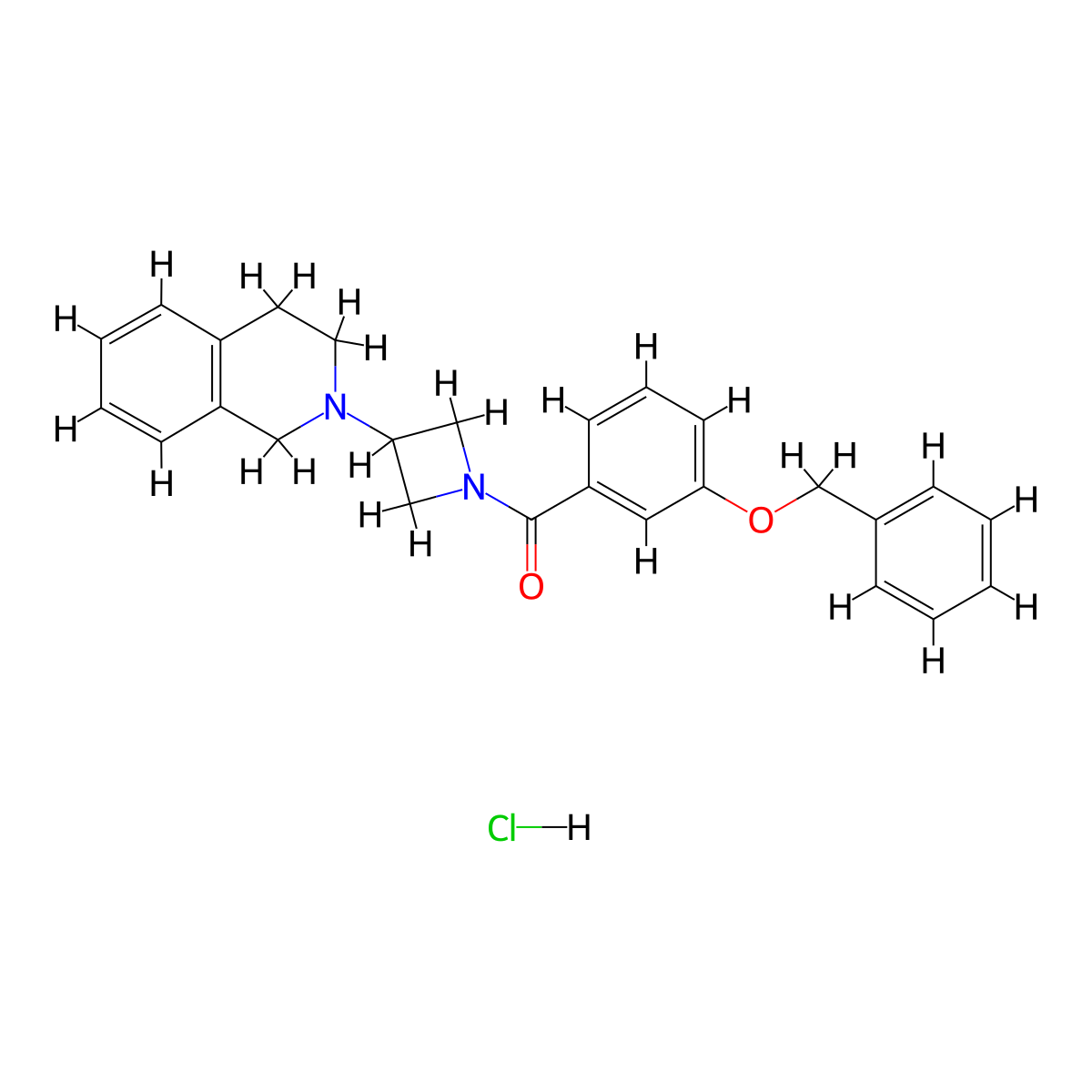(3-(benzyloxy)phenyl)(3-(3,4-dihydroisoquinolin-2(1H)-yl)azetidin-1-yl)methanone hydrochloride molecular structure, CAS 2034307-40-7