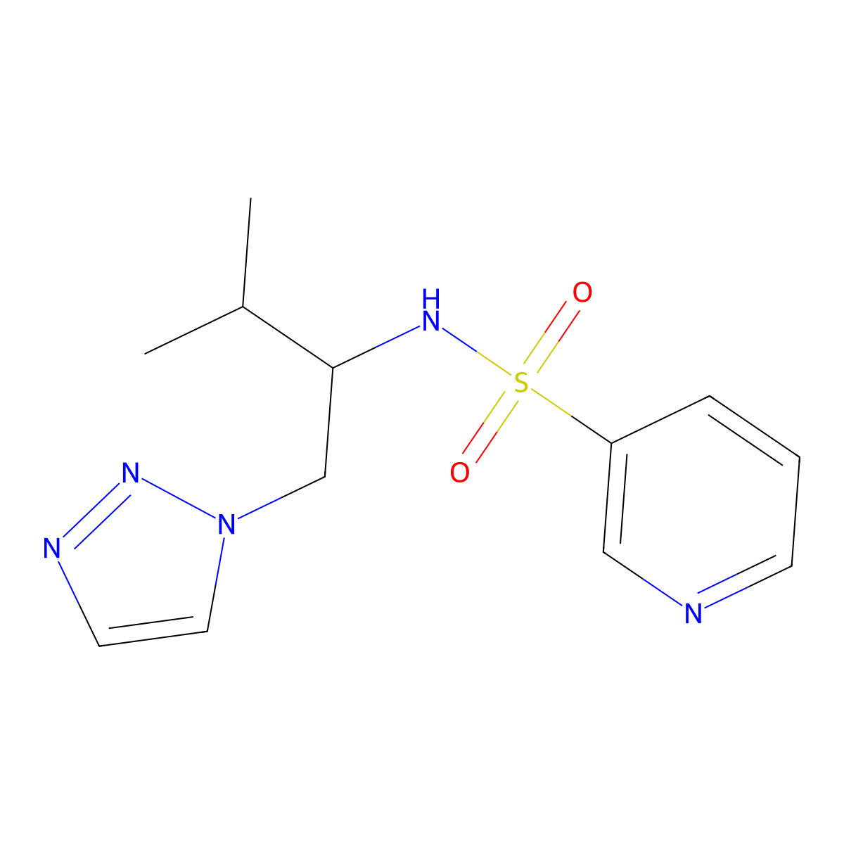 N-[3-methyl-1-(1H-1,2,3-triazol-1-yl)butan-2-yl]pyridine-3-sulfonamide molecular structure, CAS 2034307-42-9