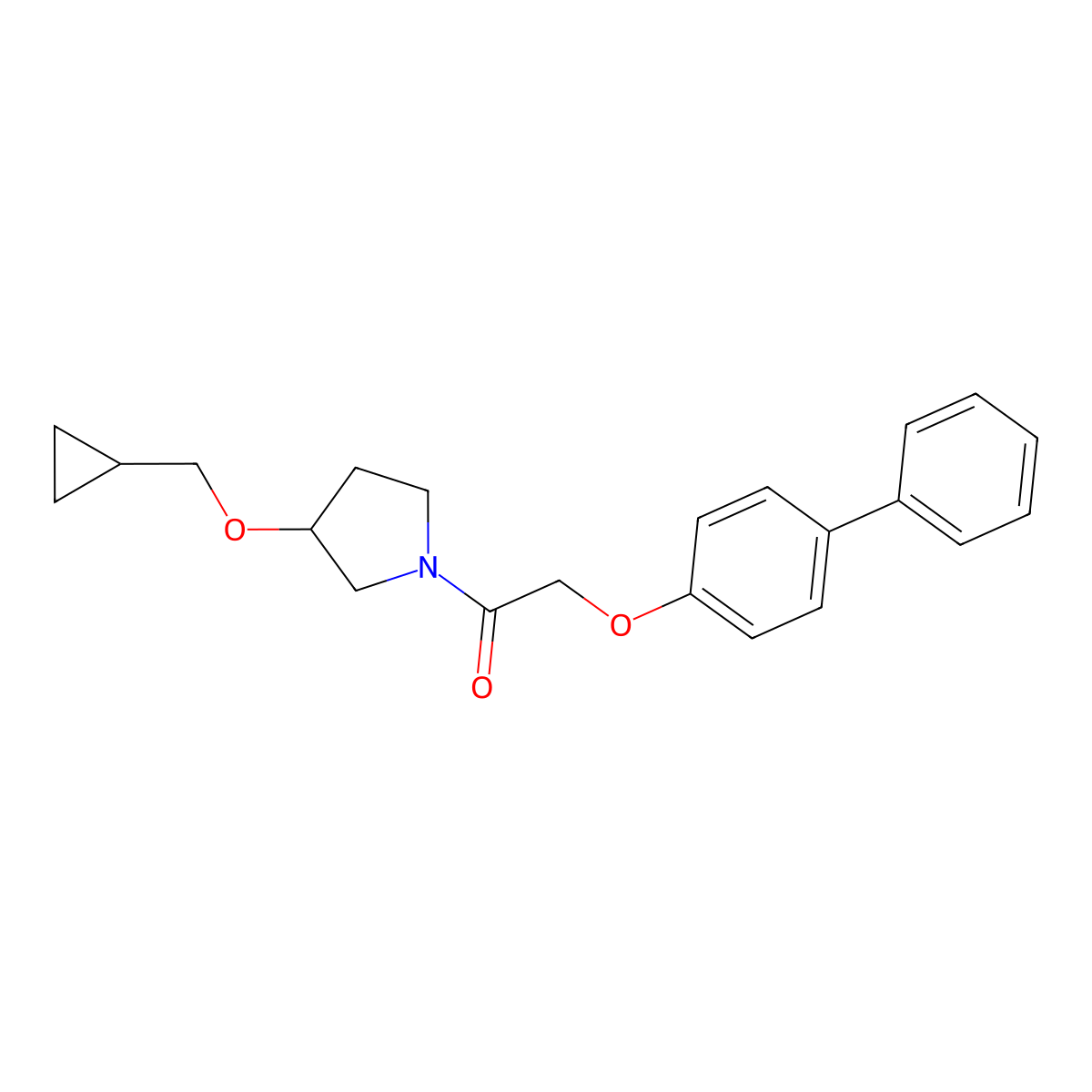 2-([1,1'-Biphenyl]-4-yloxy)-1-(3-(cyclopropylmethoxy)pyrrolidin-1-yl)ethanone molecular structure, CAS 2034307-45-2
