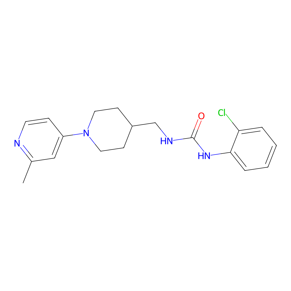 1-(2-Chlorophenyl)-3-((1-(2-methylpyridin-4-yl)piperidin-4-yl)methyl)urea molecular structure, CAS 2034307-48-5