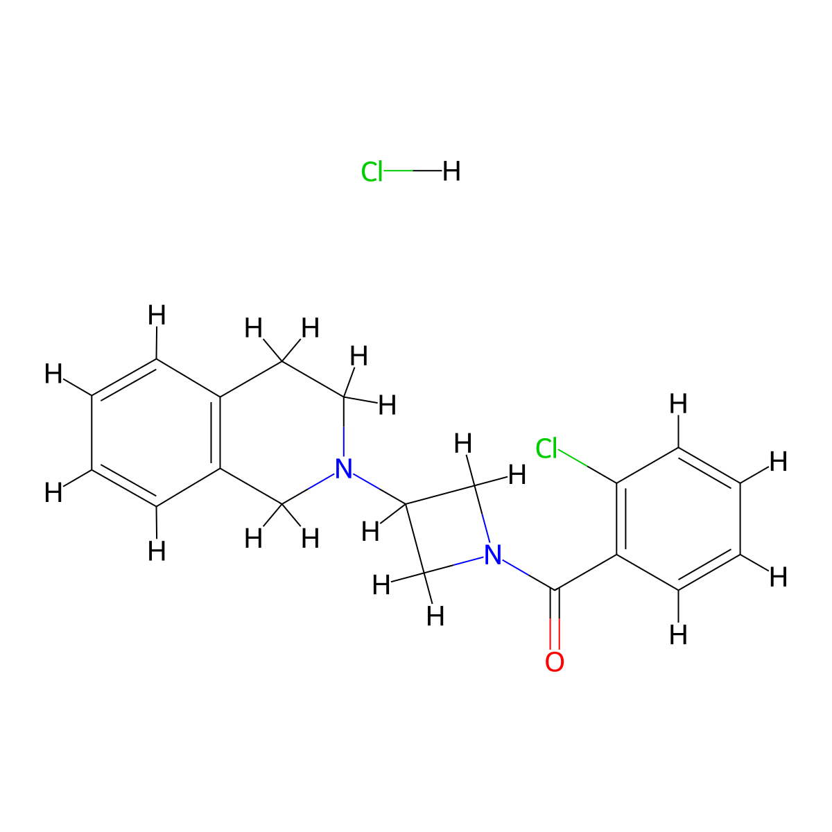 (2-chlorophenyl)(3-(3,4-dihydroisoquinolin-2(1H)-yl)azetidin-1-yl)methanone hydrochloride molecular structure, CAS 2034307-50-9