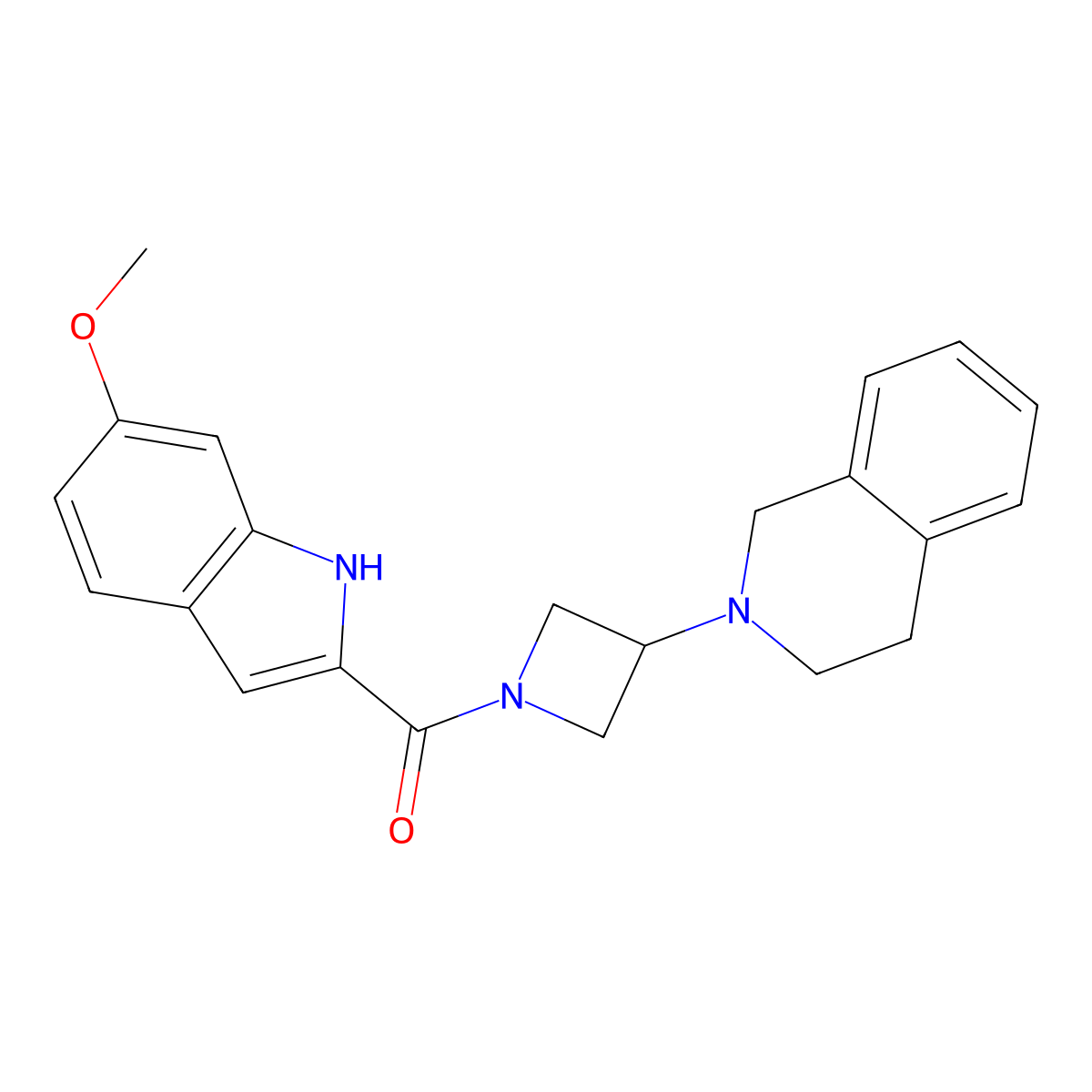 (3-(3,4-dihydroisoquinolin-2(1H)-yl)azetidin-1-yl)(6-methoxy-1H-indol-2-yl)methanone molecular structure, CAS 2034307-56-5