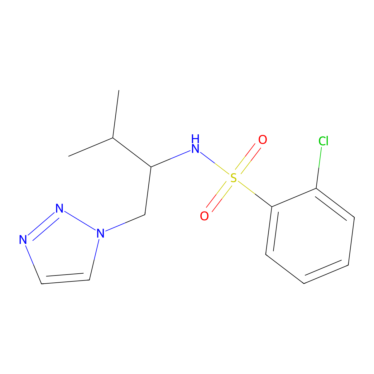 2-chloro-N-(3-methyl-1-(1H-1,2,3-triazol-1-yl)butan-2-yl)benzenesulfonamide molecular structure, CAS 2034307-62-3