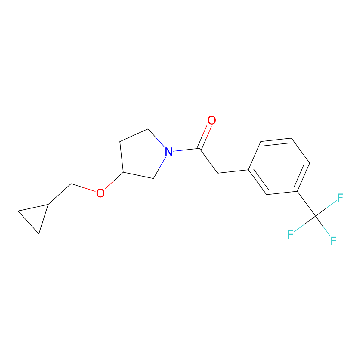 1-(3-(Cyclopropylmethoxy)pyrrolidin-1-yl)-2-(3-(trifluoromethyl)phenyl)ethanone molecular structure, CAS 2034307-67-8