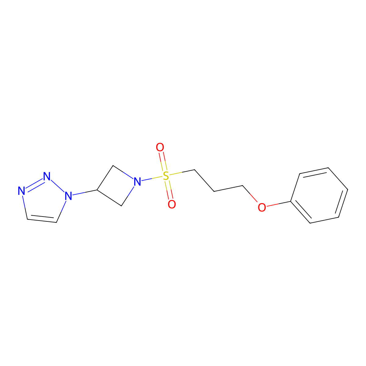 1-(1-((3-phenoxypropyl)sulfonyl)azetidin-3-yl)-1H-1,2,3-triazole molecular structure, CAS 2034307-71-4
