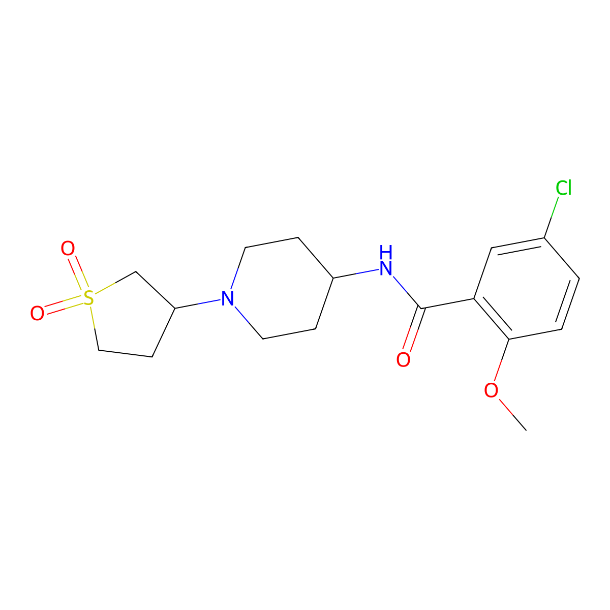 5-chloro-N-(1-(1,1-dioxidotetrahydrothiophen-3-yl)piperidin-4-yl)-2-methoxybenzamide molecular structure, CAS 2034307-72-5