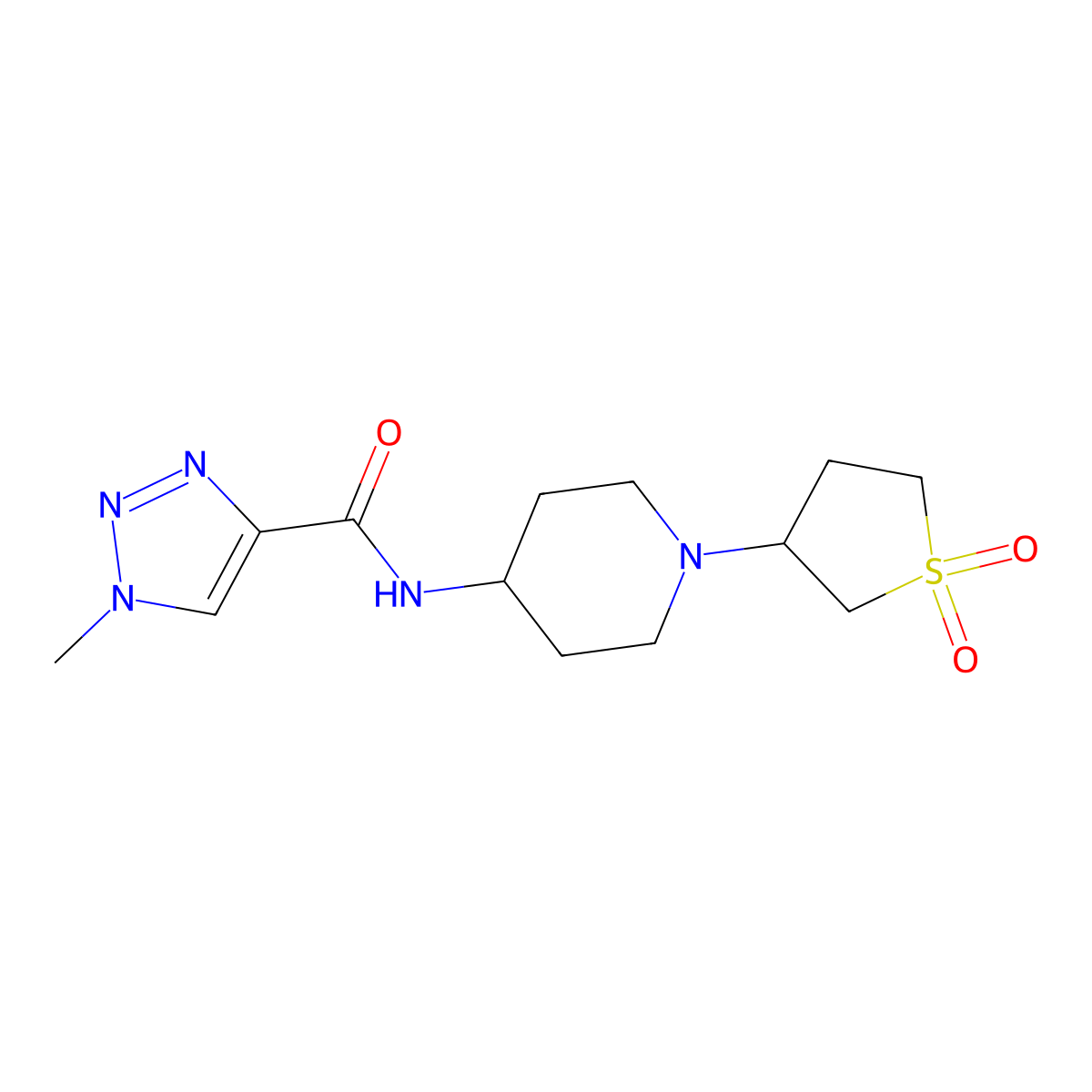 N-(1-(1,1-dioxidotetrahydrothiophen-3-yl)piperidin-4-yl)-1-methyl-1H-1,2,3-triazole-4-carboxamide molecular structure, CAS 2034307-80-5