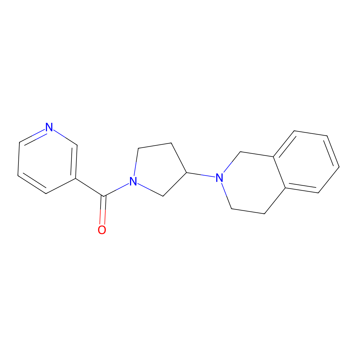 (3-(3,4-dihydroisoquinolin-2(1H)-yl)pyrrolidin-1-yl)(pyridin-3-yl)methanone molecular structure, CAS 2034307-94-1