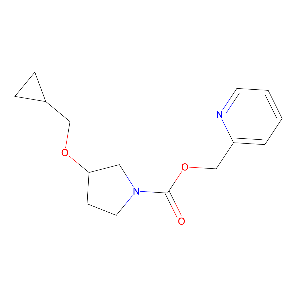 Pyridin-2-ylmethyl 3-(cyclopropylmethoxy)pyrrolidine-1-carboxylate molecular structure, CAS 2034308-06-8