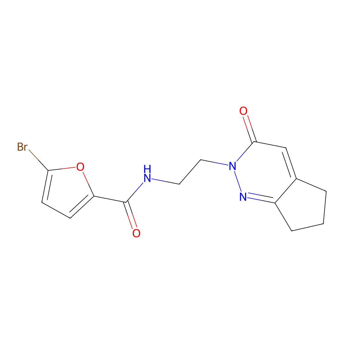 5-bromo-N-(2-(3-oxo-3,5,6,7-tetrahydro-2H-cyclopenta[c]pyridazin-2-yl)ethyl)furan-2-carboxamide molecular structure, CAS 2034308-14-8